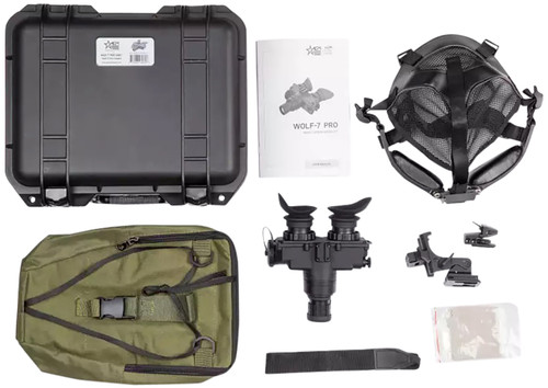AGM Global Vision 12W7P122153211 Wolf-7 PRO NL1 Night Vision Goggles Black 1x 27mm, Generation 2+ Level 1, 45-54 lp/mm Resolution, Green Filter